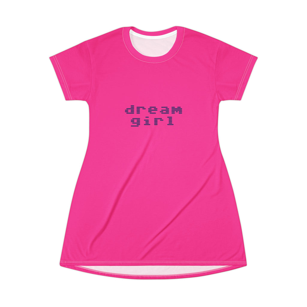 Dream Girl T-Shirt Dress, Oversized Graphic Tee Dress, Casual Women's Dress, Beach Cover Up, Vacation Outfit
