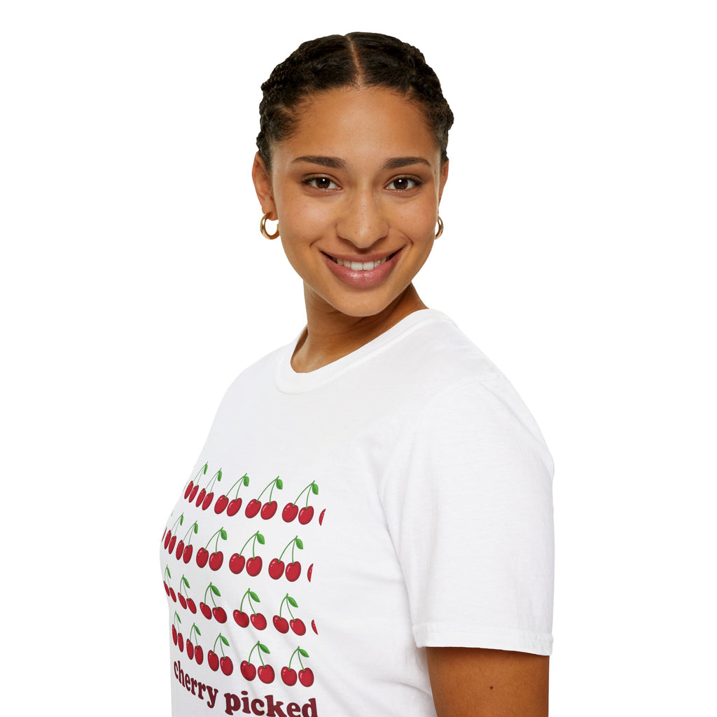 Cherry Pattern T-Shirt — "cherry picked" Graphic Tee