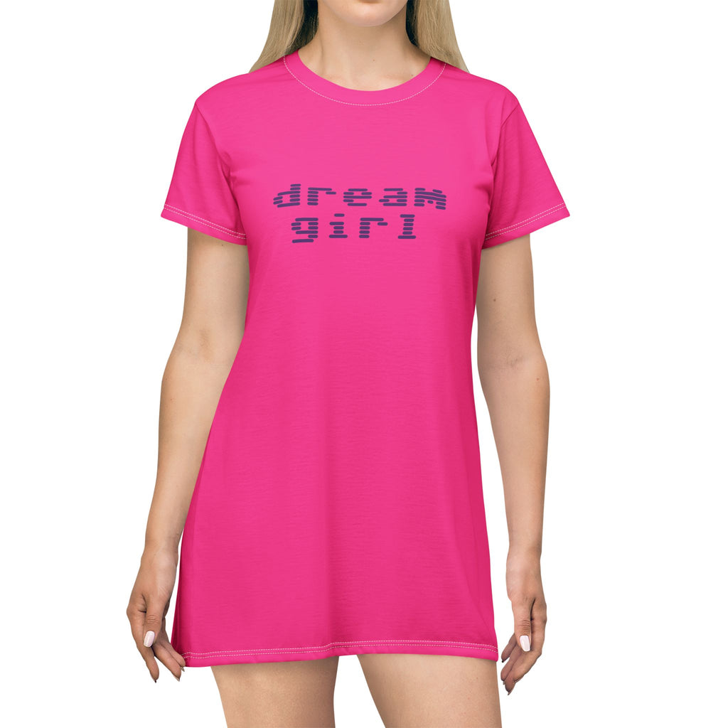 Dream Girl T-Shirt Dress, Oversized Graphic Tee Dress, Casual Women's Dress, Beach Cover Up, Vacation Outfit