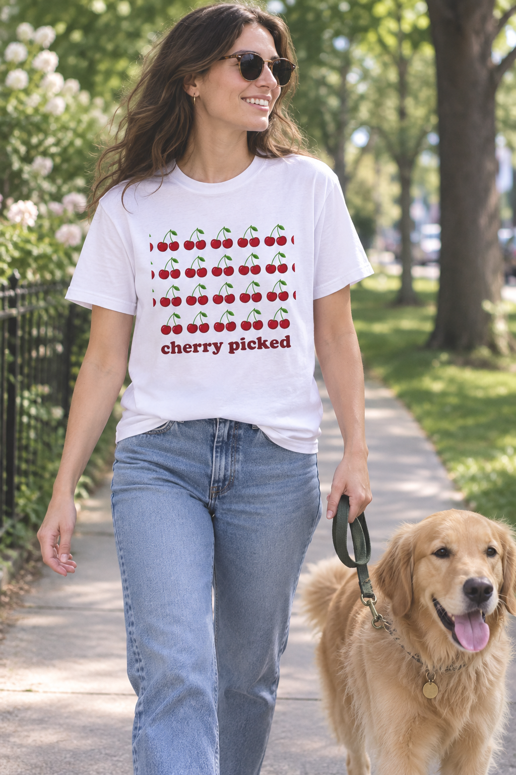 Cherry Pattern T-Shirt — "cherry picked" Graphic Tee