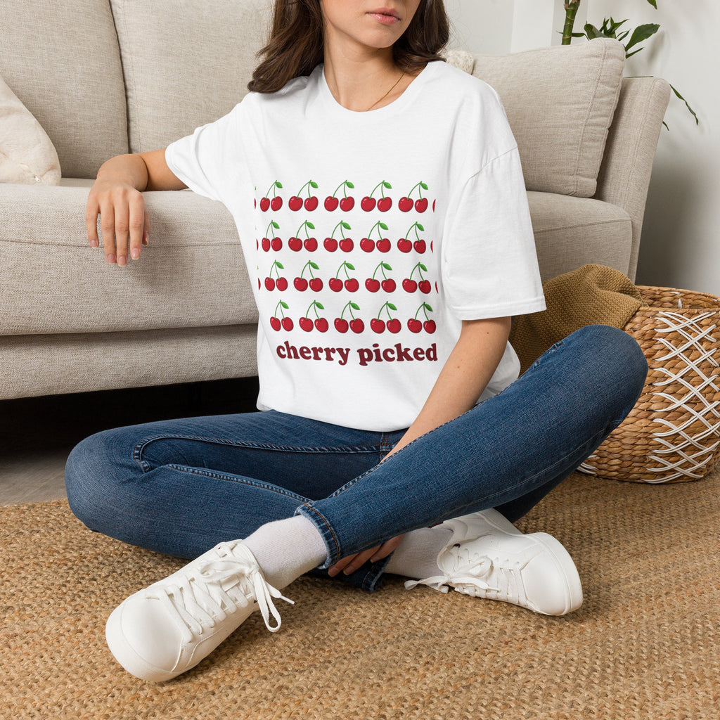 Cherry Pattern T-Shirt — "cherry picked" Graphic Tee