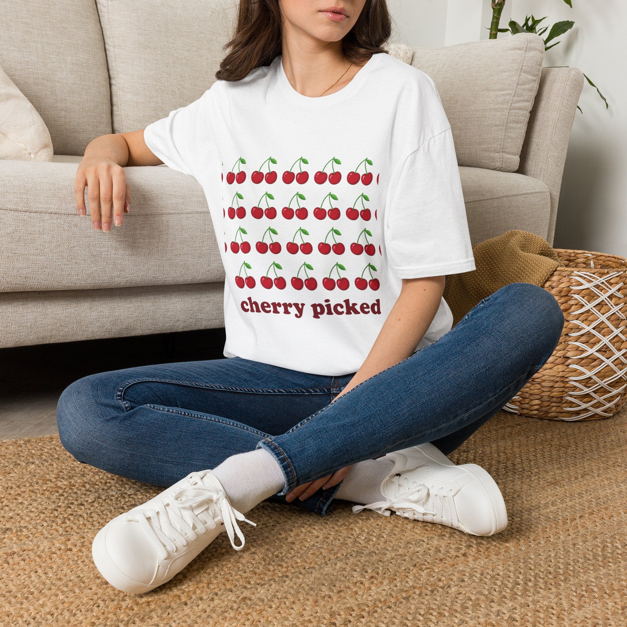 Cherry Pattern T-Shirt — "cherry picked" Graphic Tee